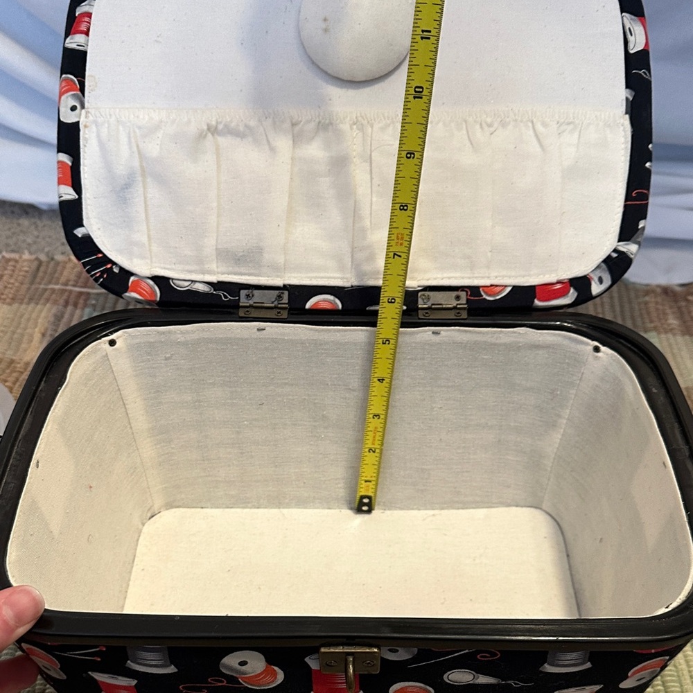Black Sewing Box with Colorful Spool Pattern - Picture 7 of 9